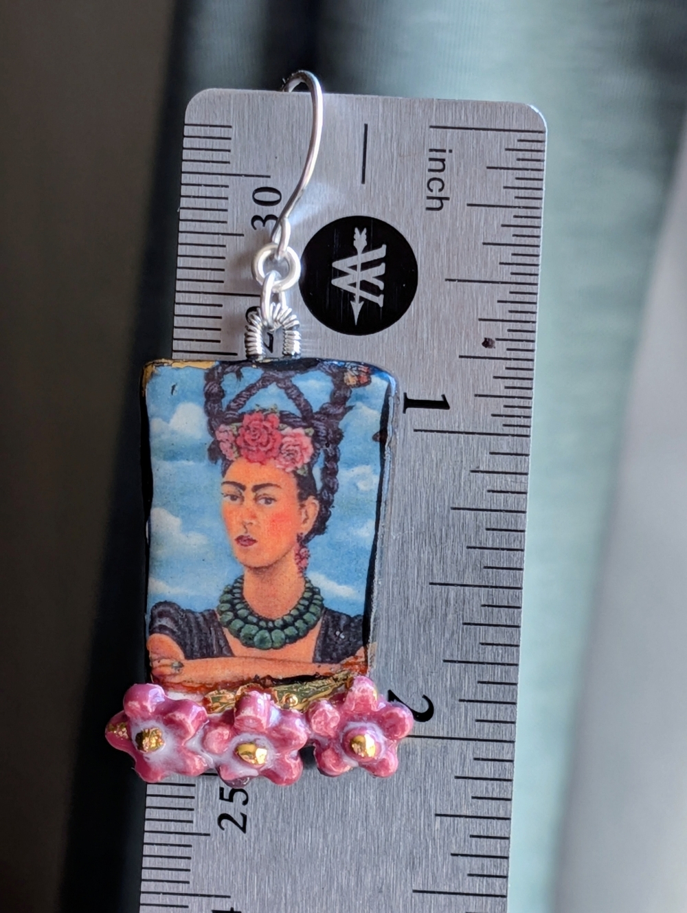 Rare Frida Khalo Earrings Artisan Ceramic Jewelry Sterling Silver - Picture 7 of 15
